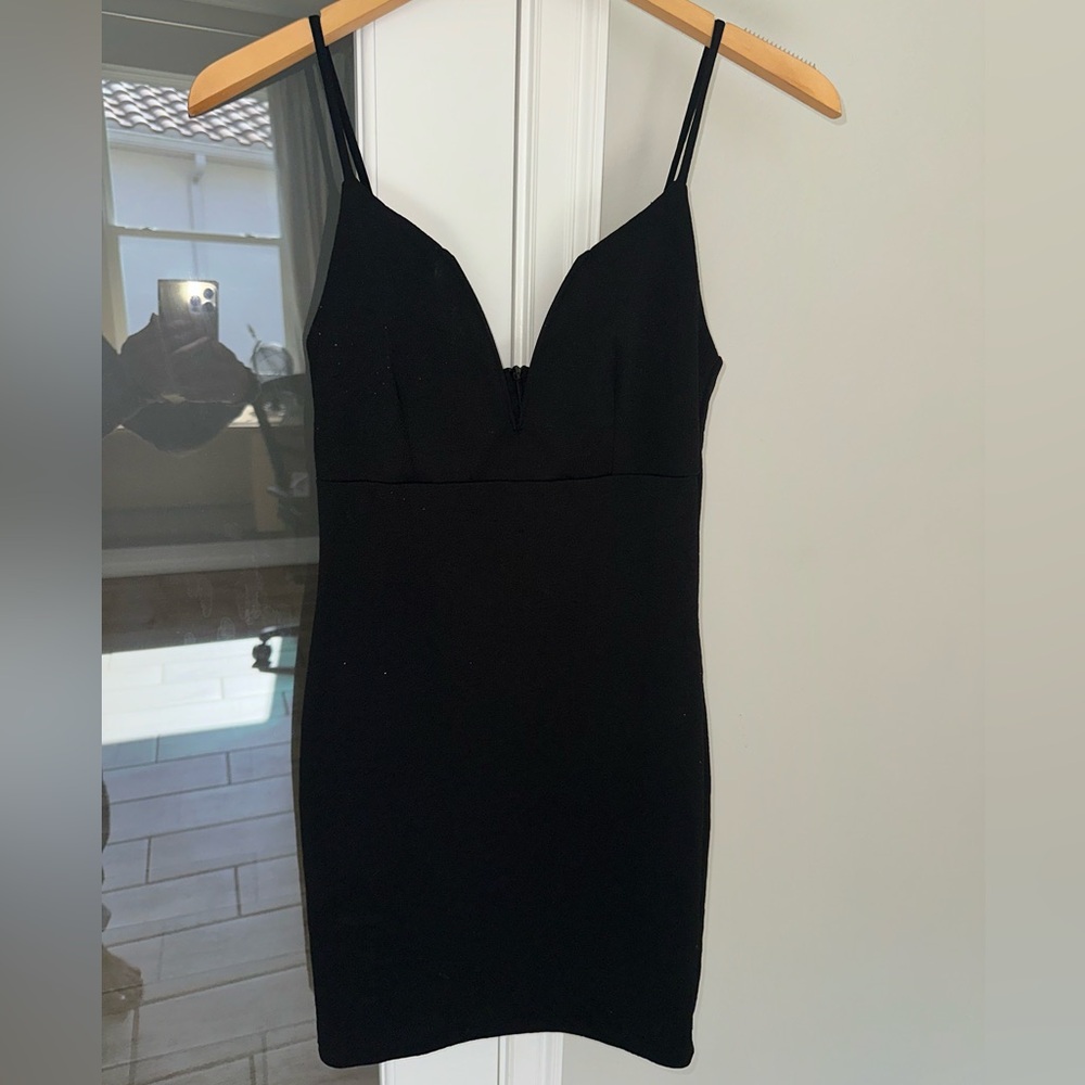 Forever 21 Black Mini Bodycon Plunge Dress with Underwire